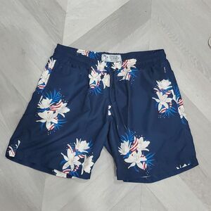 Free Planet Red, White & Blue Beach Swim Trunks Size Medium